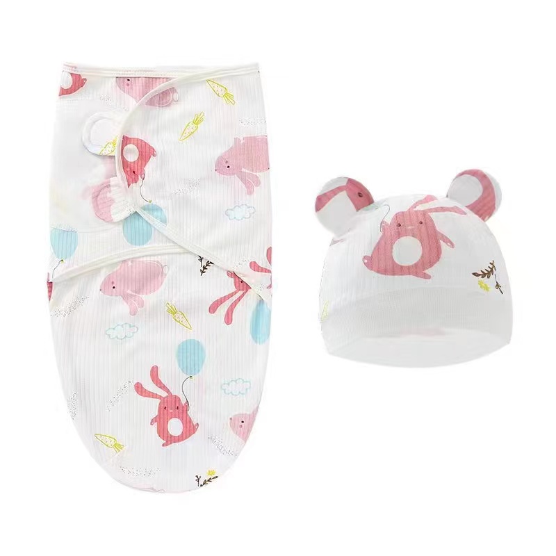 cod bedong bayi instan set topi swaddle baby newborn katun lembut halus