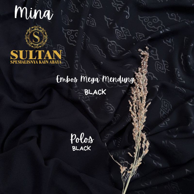 50CM EMBOS MINI MEGA MENDUNG MINA HITAM (BLACK) KAIN SULTAN