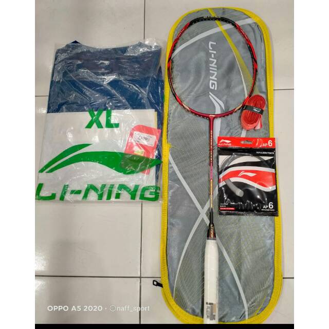 NAFFSPORT RAKET Badminton LINING G FORCE 8000 ORIGINAL PAKET KOMPLIT