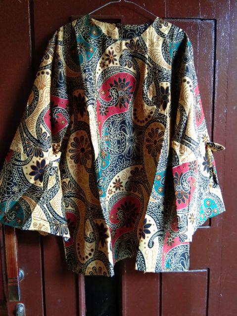 Atasan Blouse Batik Wanita Modern Fashion Wanita Kekinian Brokat Batik