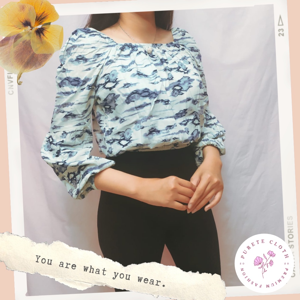 Fnjeans Blouse Wanita Import / Baju Blouse Sabrina Import Motif Tie Dye Premium / Atasan Wanita Impo