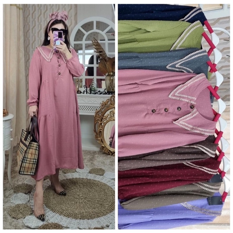 midi dress crinkle ruby