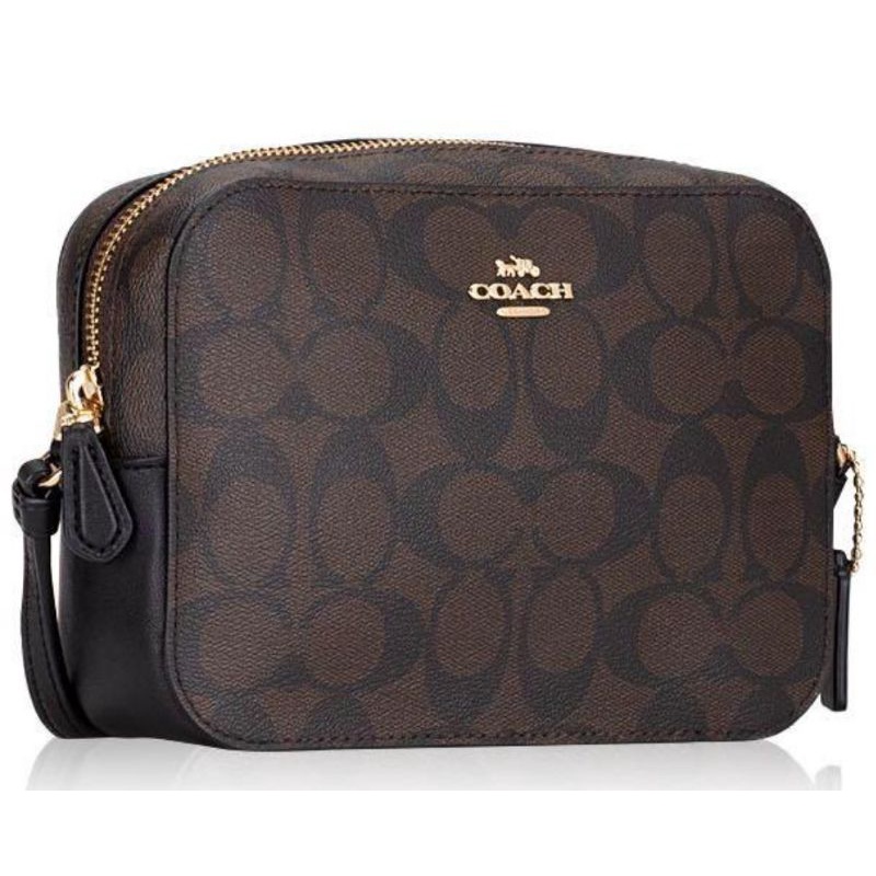 Coach Shoulder Camera Bag In Signature Canvas (C91677)