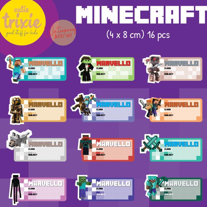 

(BISA COD) STICKER LABEL BUKU MATA PELAJARAN / MAPEL ANAK MINECRAFT GRATIS ONGKIR Kode 1250