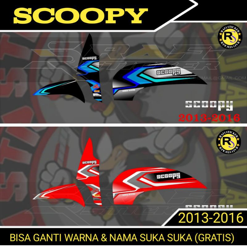 STRIPING SCOOPY 2013 2014 2015 2016 VARIASI STICKER MOTOR HONDA SCOOPY-GRATIS TAMBAH NAMA