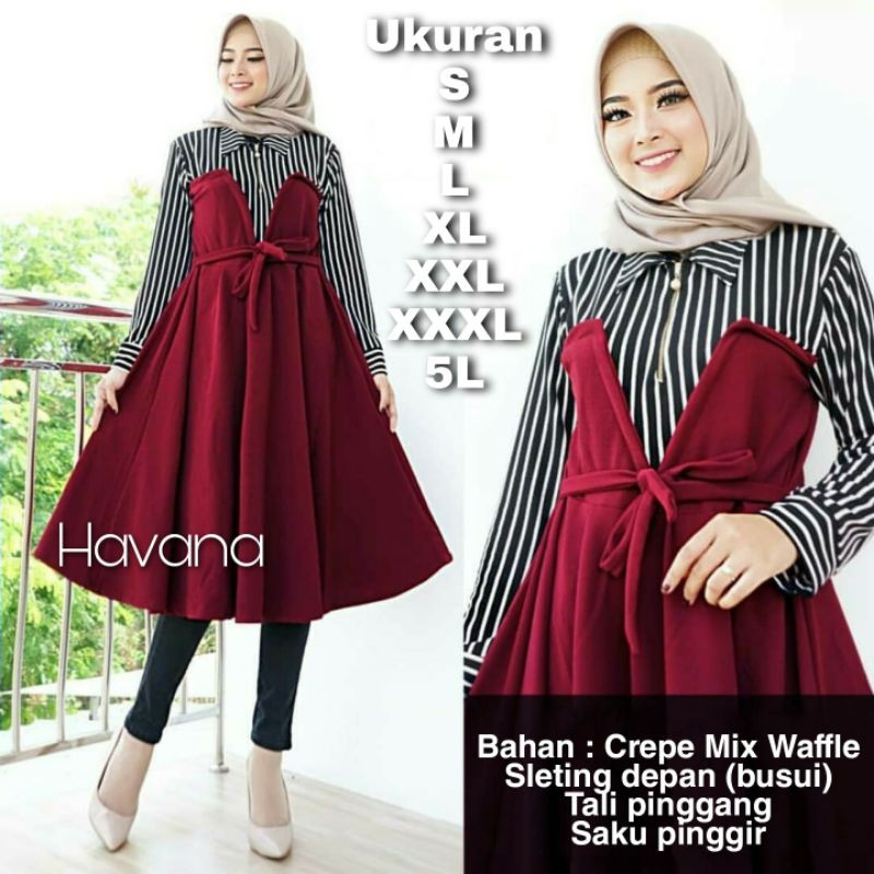 Havana Tunik Big Size Ukuran Size S M L XL 2XL 3XL 4XL XXL XXXL  XXXXL 2L 3L 4L 5L  Tunik Wanita Jumbo Big Size Over Size