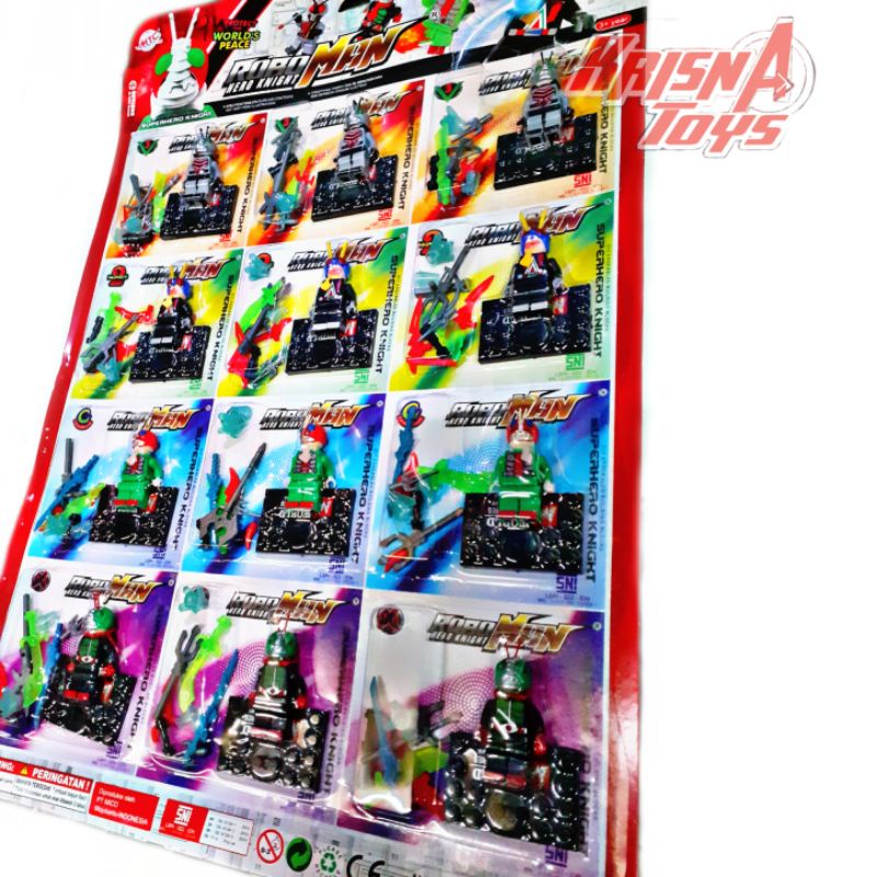 MAINAN BALOK SUSUN FIGURE KAMEN RIDER/BRICK KSATRIA BAJA HITAM isi 12pcs/Lembar