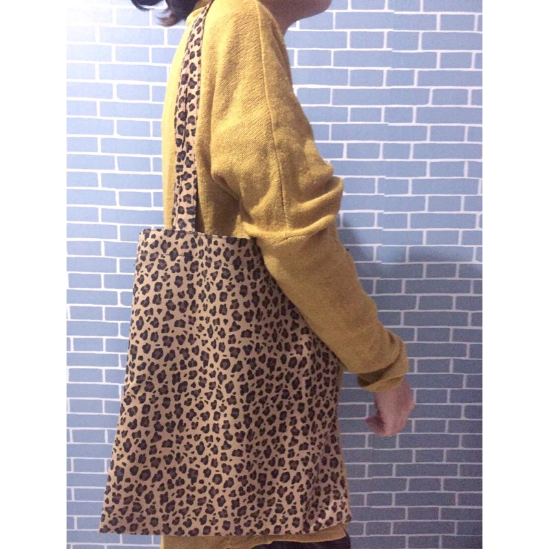 PROMO!!! Totebag Leopard Brown full print / totebag murah simple