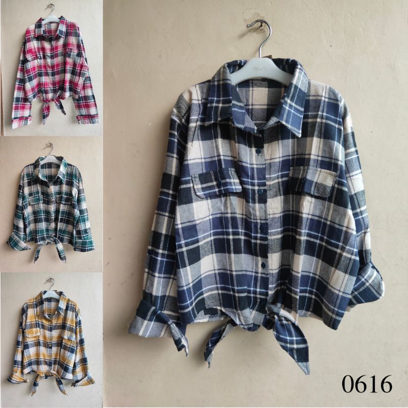 Kemeja Wanita Crop Oversize Flanel Halus dan Adem fit Jumbo Banyak Motif