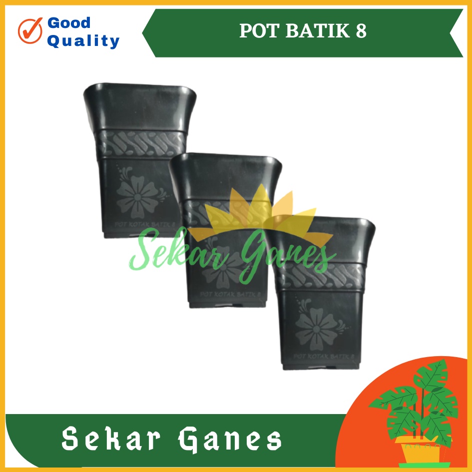 POT KOTAK SOFI BATIK 8 CM HITAM TEBAL POT KAKTUS MIRIP JUOS JUOSS MINI POT TINGGI BUNGA ARTIFICIAL