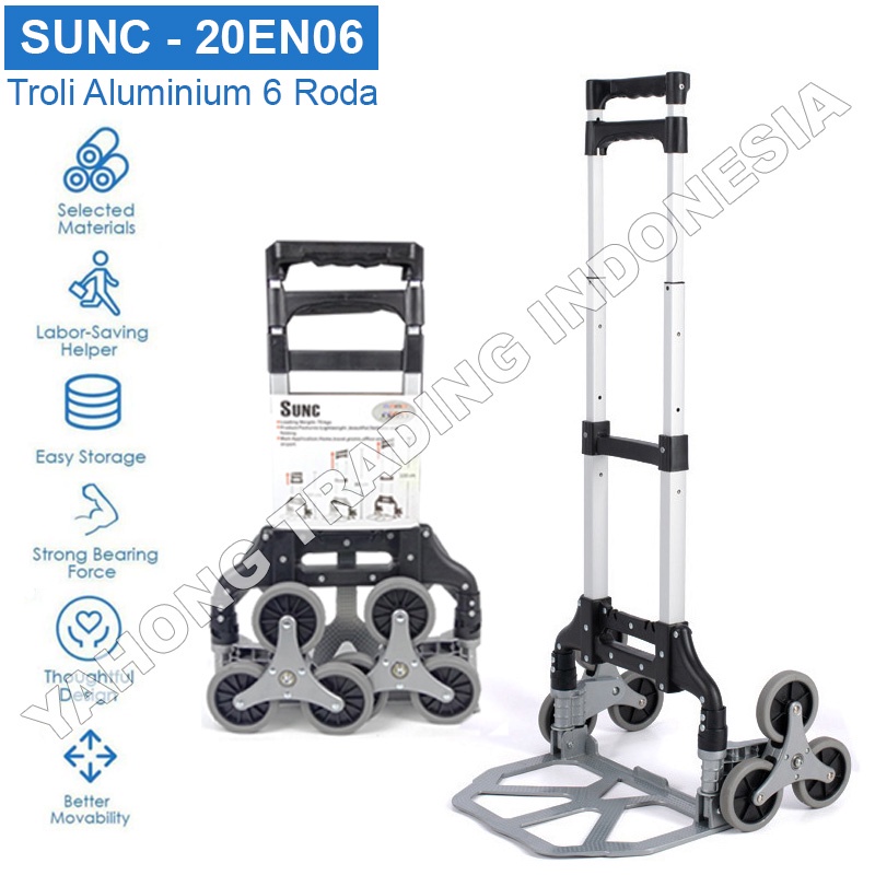 Troli Lipat 6 RODA Trolli Galon Gas Trolley Aluminium Serbaguna SUNC TOOLS Bisa Menaiki Anak Tangga