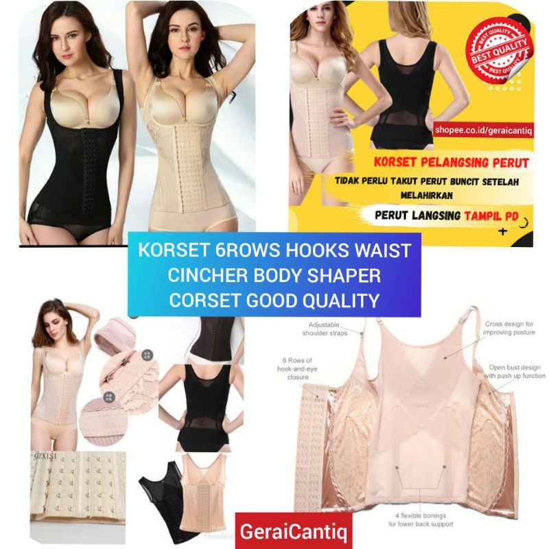 KORSET 6 ROWS HOOKS WAIST CINCHER BODY SHAKER - PELANGSING PERUT LONG TORSO