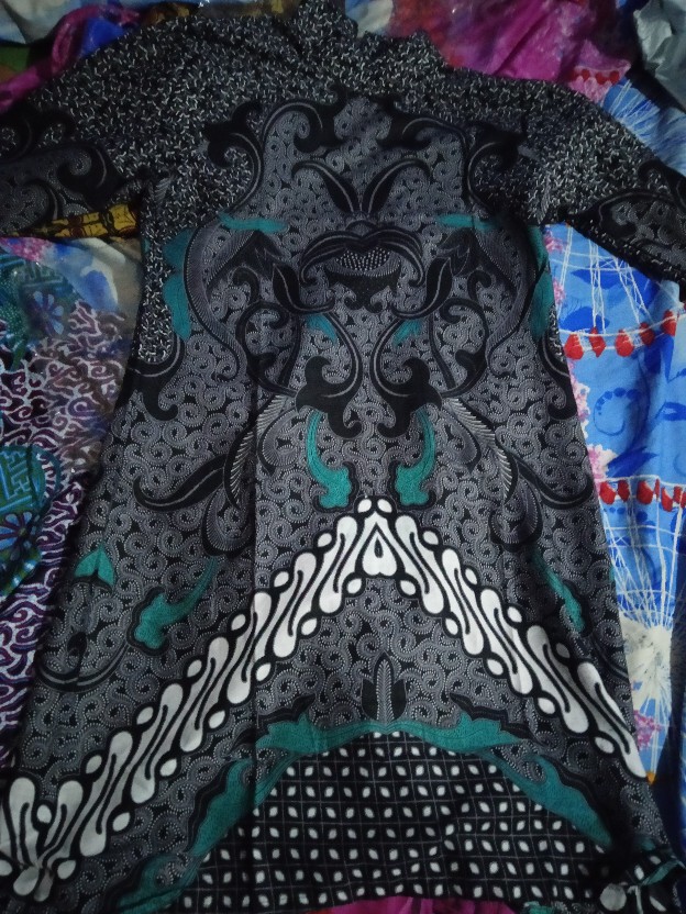 Batik Tunik Shibori Jumputan Terbaru All Size 106cm / Hrb026 Yelbor Navbor / Biru Putih / Original.