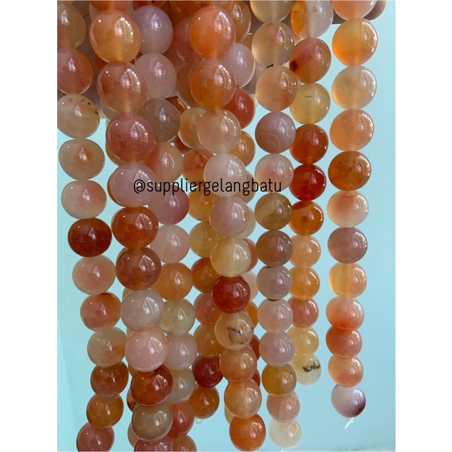 carnelian putih orange 16mm natural Stone batu perhiasan fashion akik