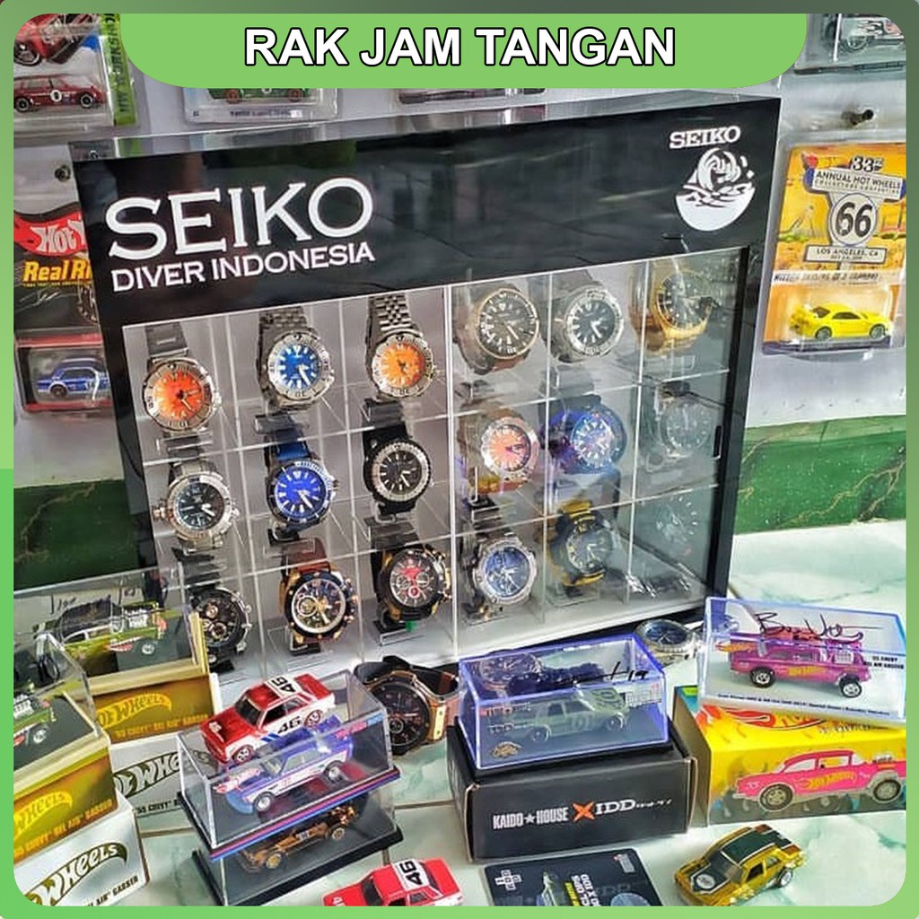 Rak Jam Tangan LOGO SEIKO isi 18 Bahan Acrylic/Akrilik