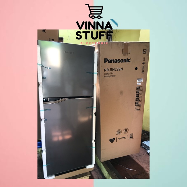 Lemari Es Pendingin Kulkas 2 Pintu Panasonic NR-BN229N SV - Brilliant Silver Metalic