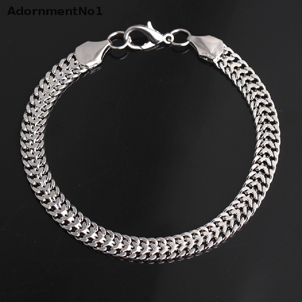 (AdornmentNo1) Gelang Tangan Rantai Stainless Steel Mewah Gaya Hip Hop Untuk Pria