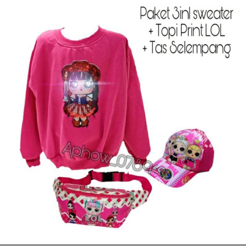 Jaket anak perempuan LOl switer LED 3in1