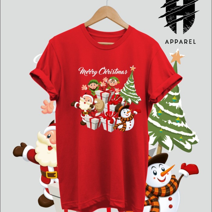 BAJU - KAOS NATAL KARAKTER SANTA AND FRIENDS 1 - TSHIRT CHRISTMAS MDL1