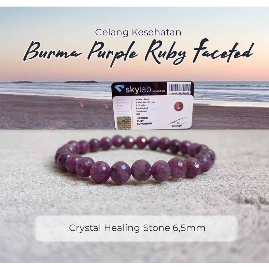 Gelang Kesehatan Burma Purple Ruby Faceted (GBP477)