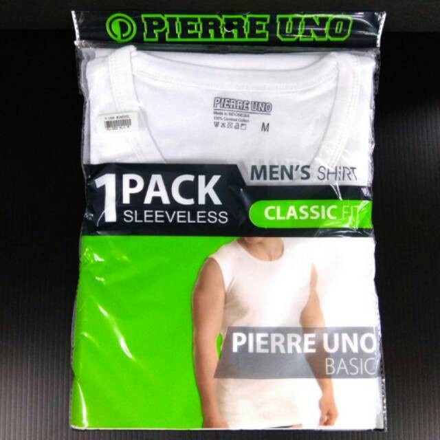 Kaos Tanktop Pria PIERRE UNO PU-S02 PUTIH ISI 1Pcs