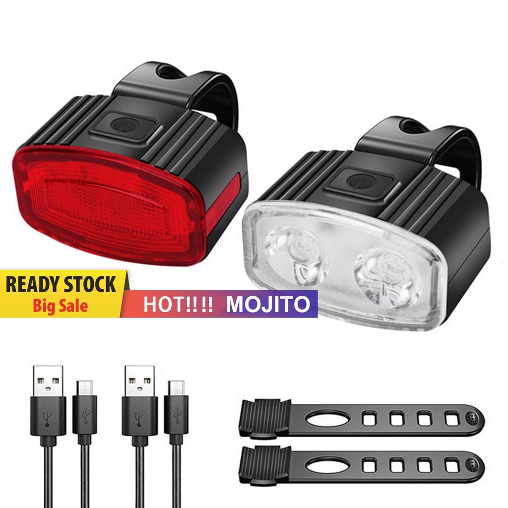 Set Lampu Depan / Belakang Sepeda Led Rechargeable