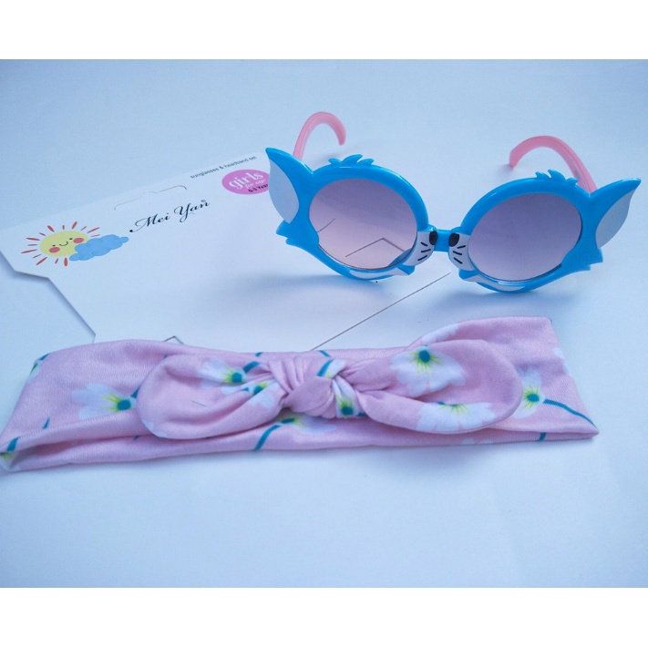 Bandana Bayi Kacamata Anak perempuan Headband baby pita rambut bando Set 2in1 fashion korea import ak40