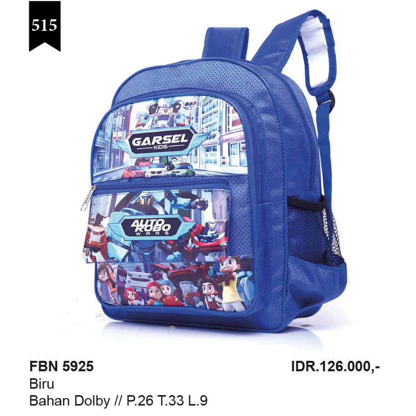 FBN 5925 Tas ransel sekolah anak laki laki PAUD,TK,SD kls 3 - garsel