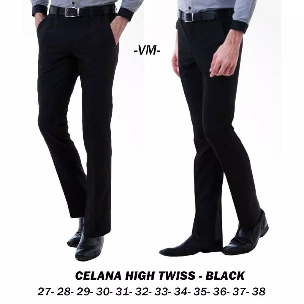 Celana Formal Pria Panjang Slimfit Hitam Size 27-38 Caldin Bahan Kain Teflon Murah