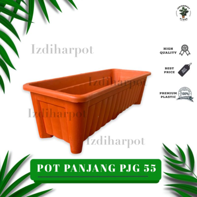 pot bunga tanaman panjang bergelombang high way 50cm - PJG MERAH BATA