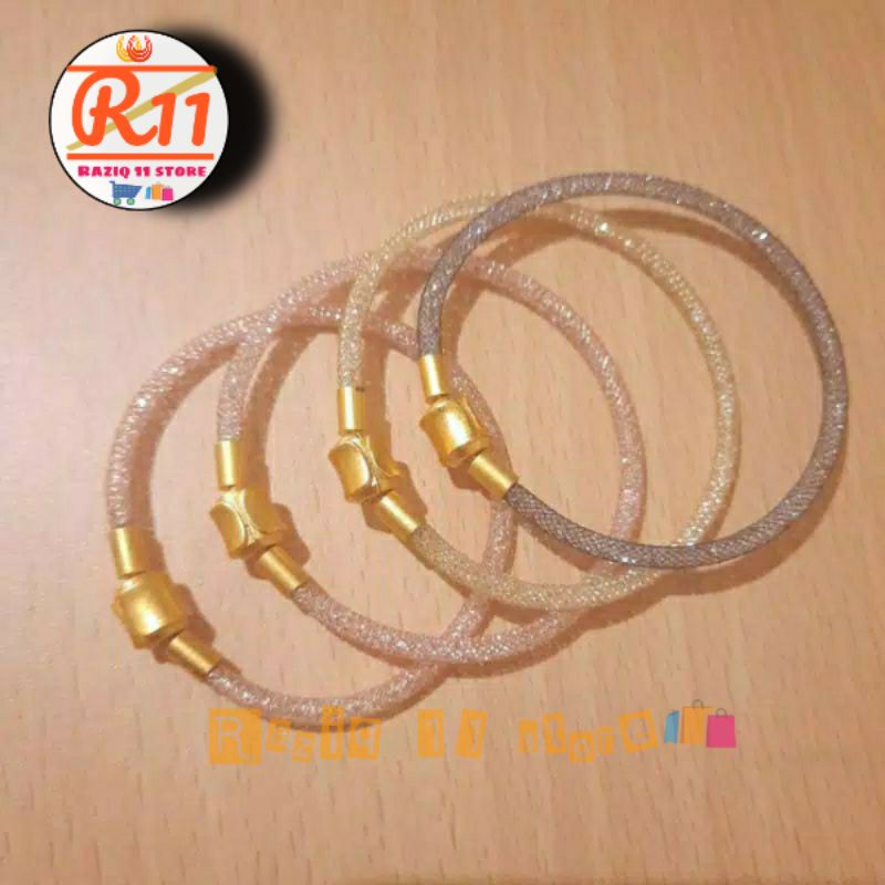 Gelang Kawat Gliter Kristal Pandora Untuk Charm Liontin