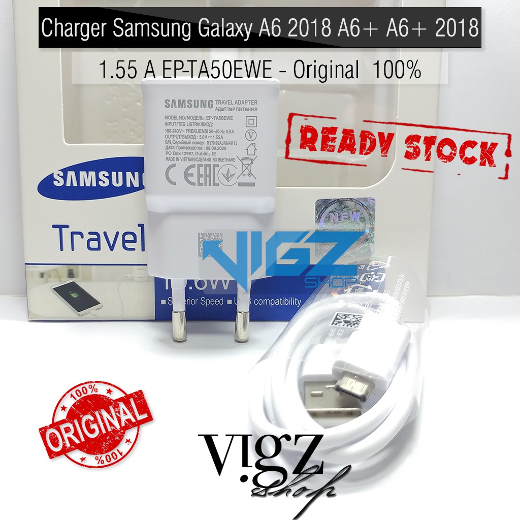 Charger Samsung Galaxy A03 A03 Core A10s A10s A7 2018 J7 Prime A6 2018 A6+ A6 Plus 2018 1.55A EP-TA50EWE Original 100%