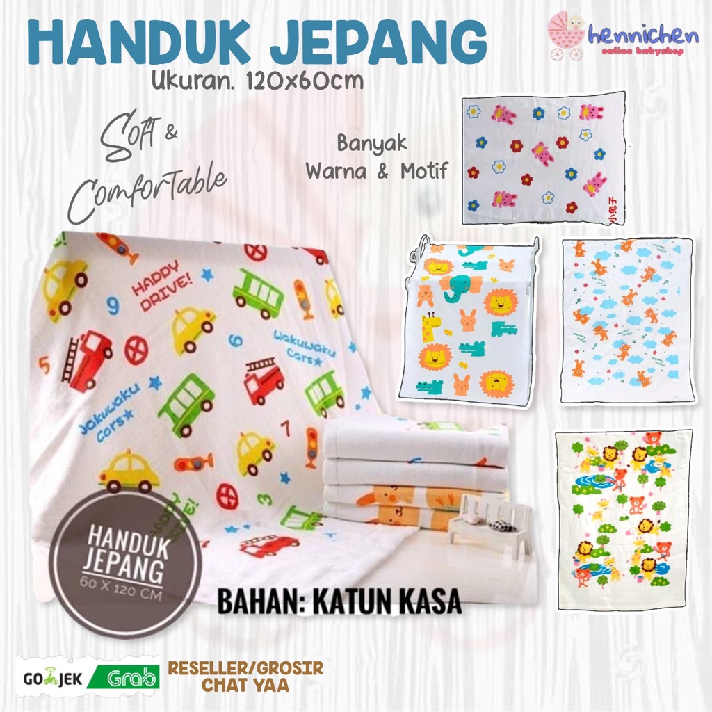 Handuk katun jepang untuk anak atau bayi lembut 120 X 60 cm