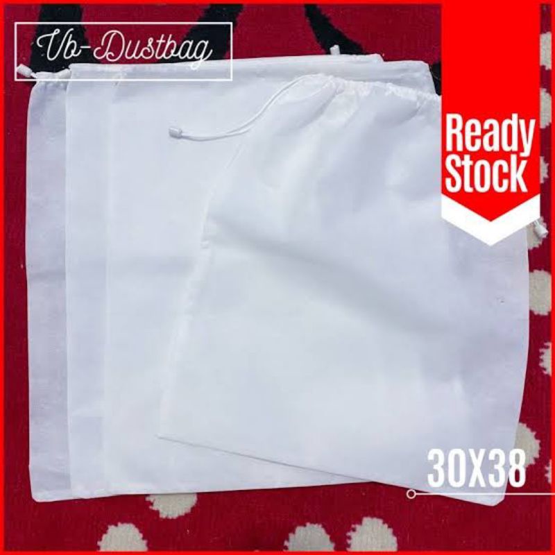 Dustbag Sandal Ukuran 30x40 Polos Putih Tempat Sandal Sepatu Dan Tas