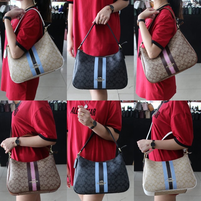 Coach signature stripe hobo 27215(02)