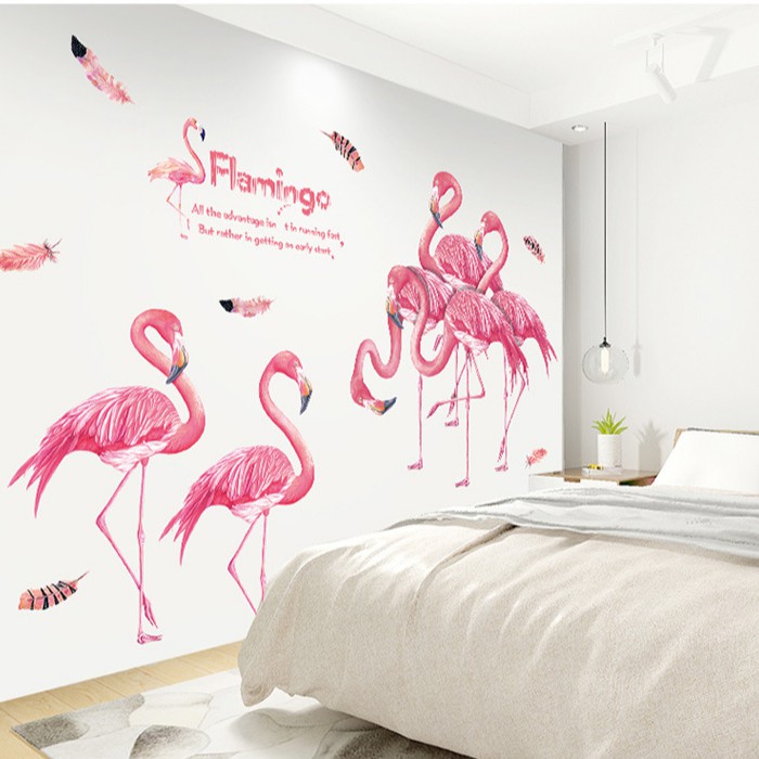 Reliza Wall Sticker Pink Flamingo Stiker Dinding ZY295E