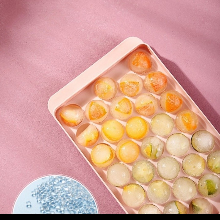 Cetakan es batu bulat 33 round ice cube tray puding coklat jelly dapur