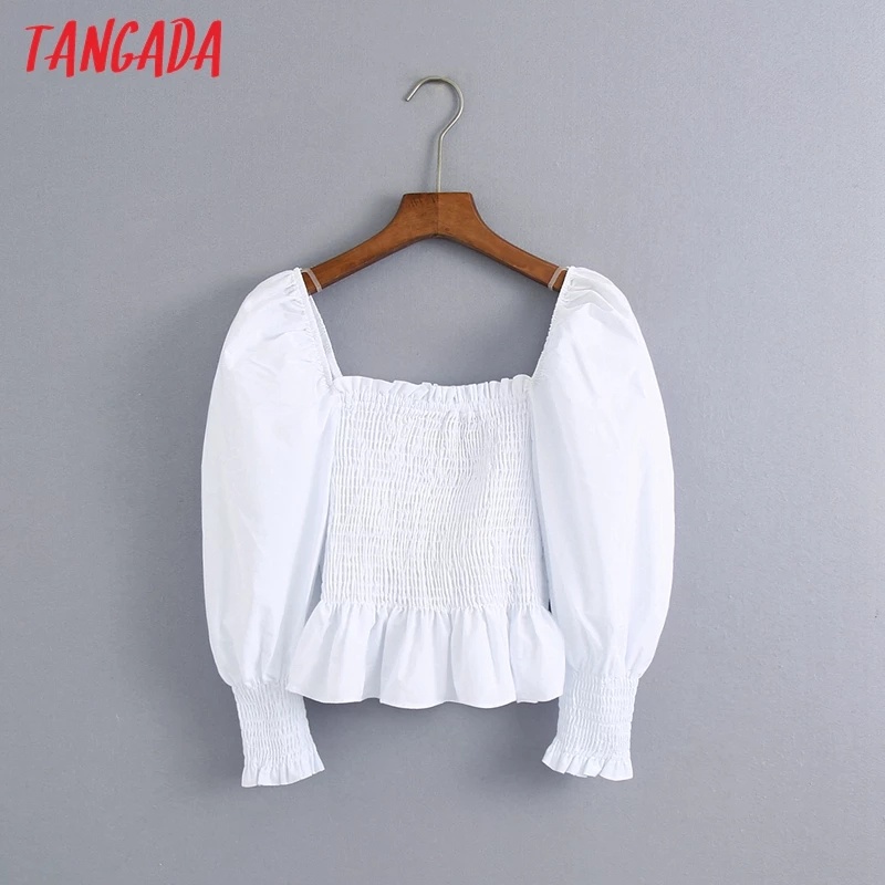 Baju Blouse Blus Bloos Atasan Wanita Kerut Smock Smoke Smok Lengan Panjang Balon Puff Kerut Sifon Ce