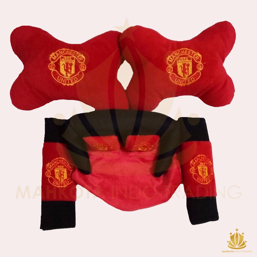 Car Set Bantal Mobil MU 3in1 / Bantal Mobil Man United Manchester LUCU