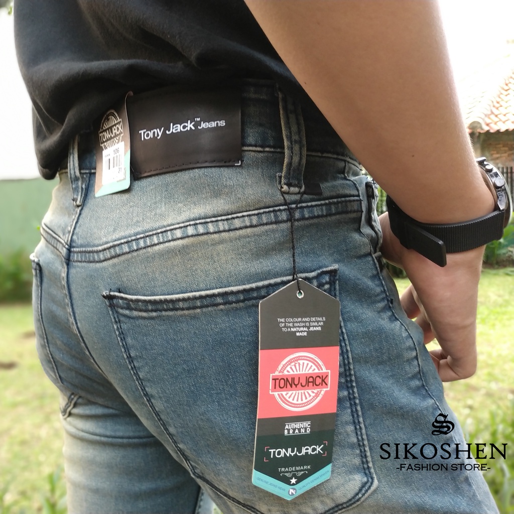 Celana Jeans Pria Original TONY JACK / Soft Jeans Panjang Biru Tua Wash