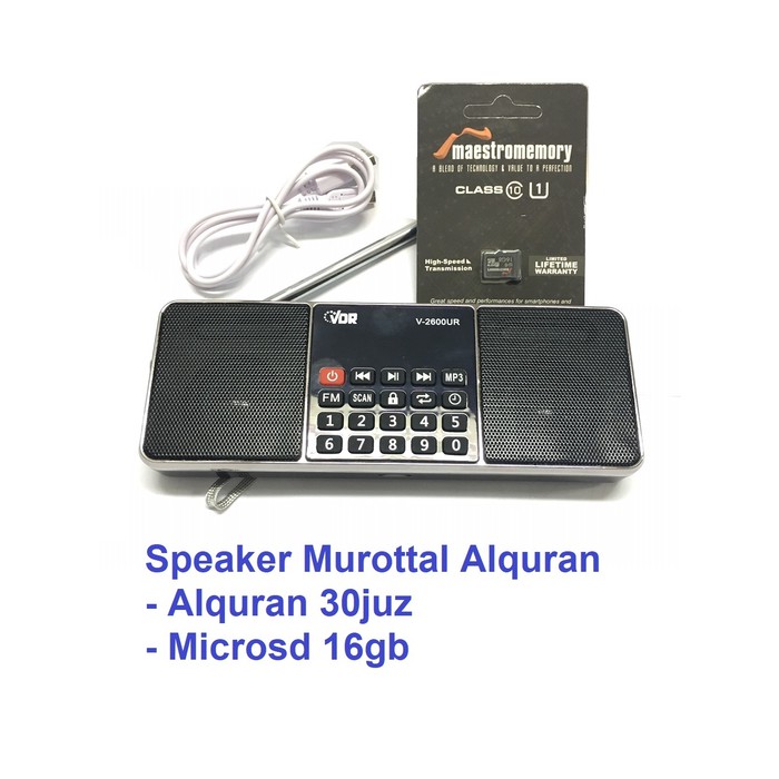 Speaker dan micro 8gb Alquran murottal VDR V2600ur  Speker Quran USB