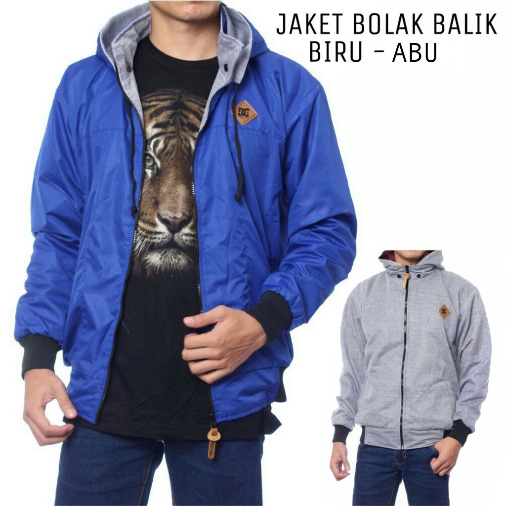 AKN- JAKET BOLAK BALIK PRIA / JAKET PARASUT 2IN1 / JAKET MOTOR BB DC / JAKET DISTRO PRIA ANTI AIR