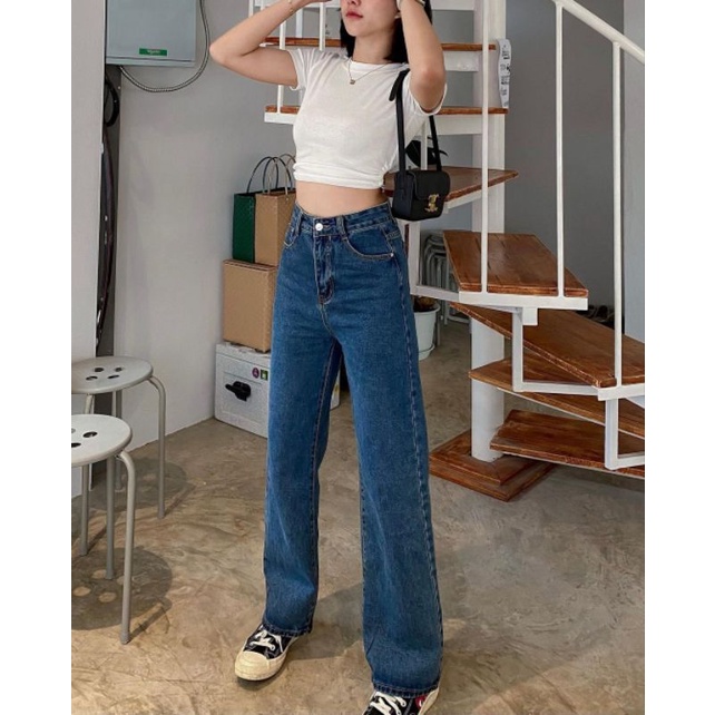 (27-34) BIRU TUA HW LOOSE JEANS / DARK BLUE HW LOOSE JEANS / CELANA HW LOOSE JEANS / HIGHWAIST LOOSE JEANS WANITA CEWEK