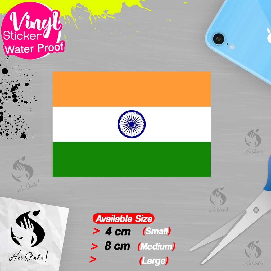 

Stiker India Sticker Vinyl Satuaan Motif Bendera Negara Dunia Bahan Anti Air