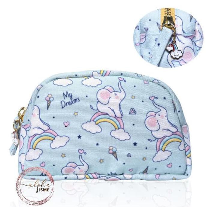 

Super Alphaisme Mint Dreamy Elephant Pouch Tempat Pensil Kosmetik Dgn Charm P0N