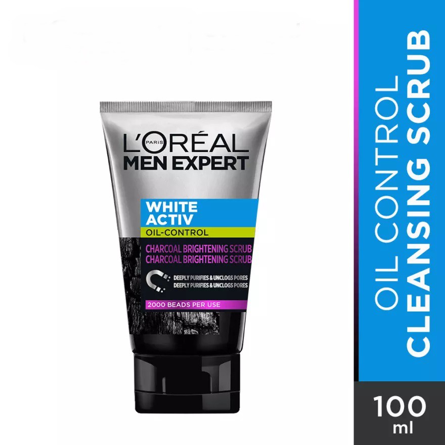 LOreal Paris Men Expert White Activ Oil Control Charcoal Brightening Scrub 100mL