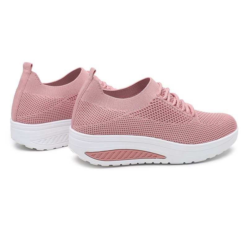 [GROSIR][COD] SEVEN_DAY SEPATU RAJUT WEDGES WANITA OLAHRAGA IMPORT CASUAL SPORT SHOES PINK FZ-022