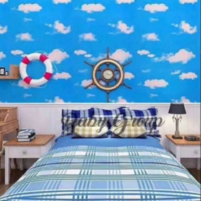 Wallpaper dinding 45cmx10m 1kg 1rol motif  awan