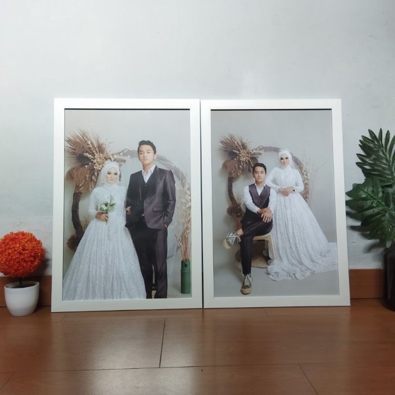 Cetak Foto Wedding 17R / 40x30 cm Bingkai Foto Kaca Minimalis