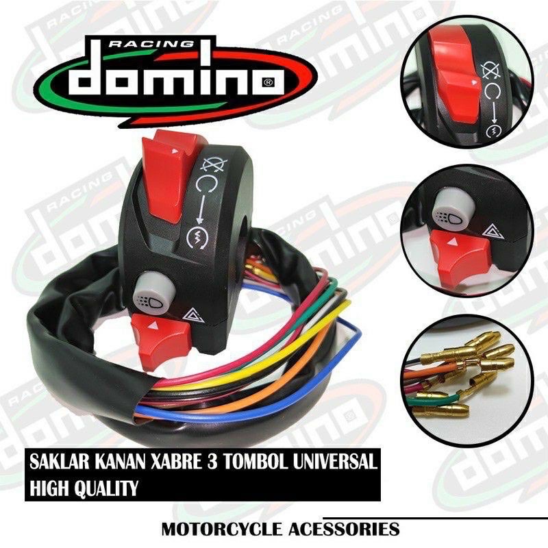 SAKLAR SWICTH DOMINO HOLDER KANAN XABRE MODEL KTC 3 TOMBOL LAMPU ON OFF STARTER LAMPU TEMBAK &amp; HAZARD SAKRAL DUCATI UNIVERSAL